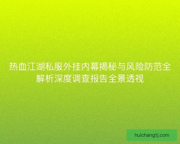 热血江湖私服外挂内幕揭秘与风险防范全解析深度调查报告全景透视